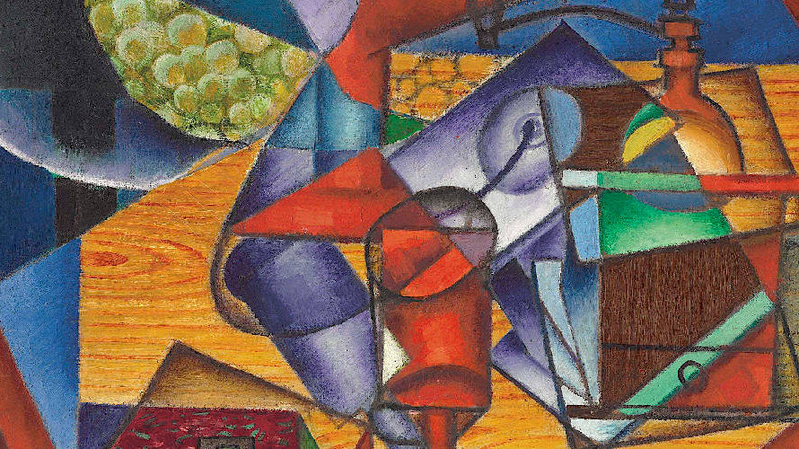 Moulin à café, verre à pied et boîte de thé, Jean Metzinger