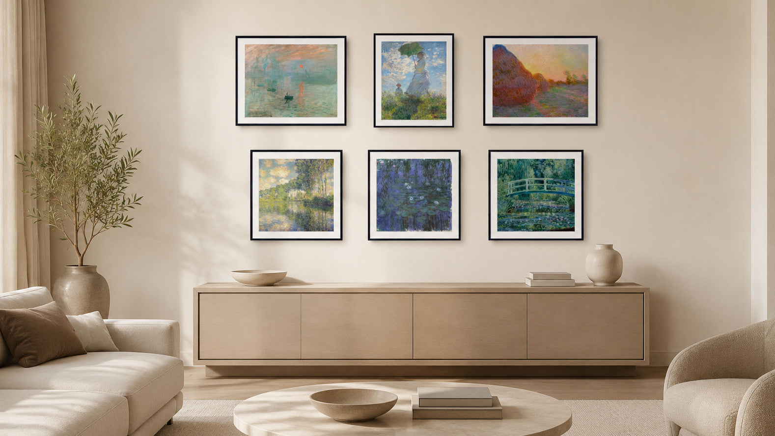 Gallery Wall Ideas using framed claude monet prints from gallerythane