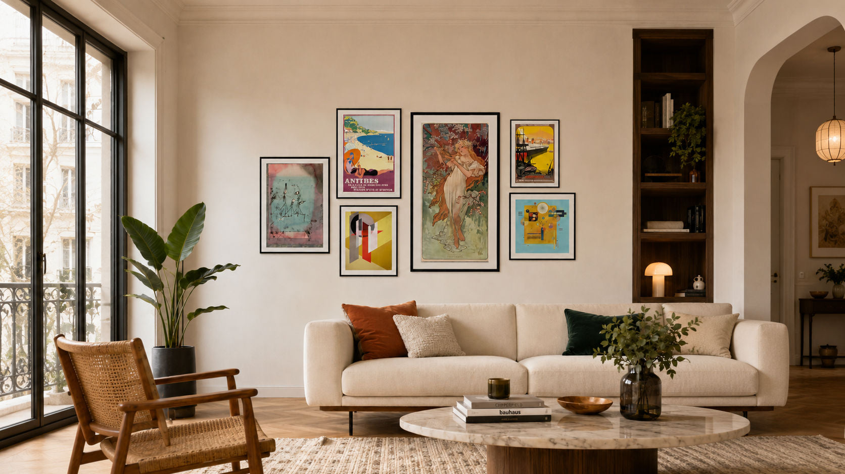 Art Deco, Art Nouveau and Bauhaus wall art, Gallery wall of framed prints from gallerythane
