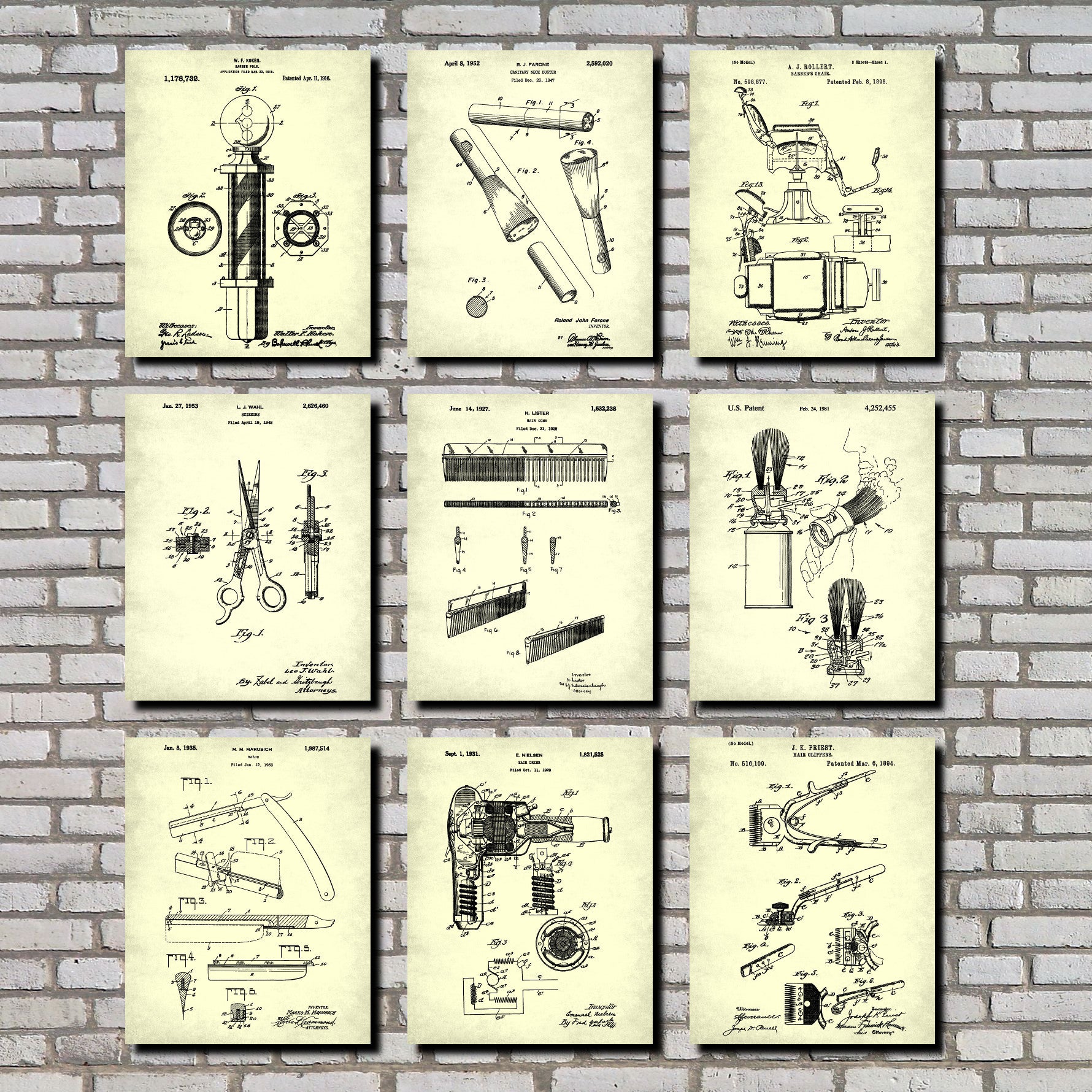 Hair Salon, Barber & Bathroom Patents prints at GalleryThane