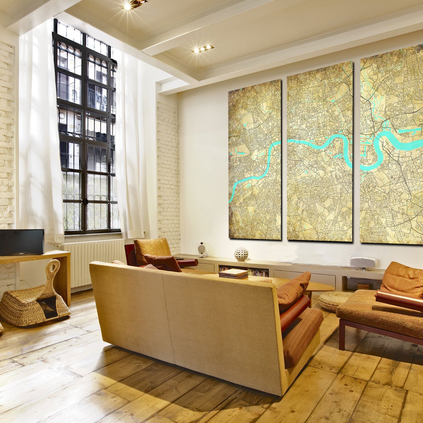 Custom City Street Maps - 3 Panel Canvas at GalleryThane