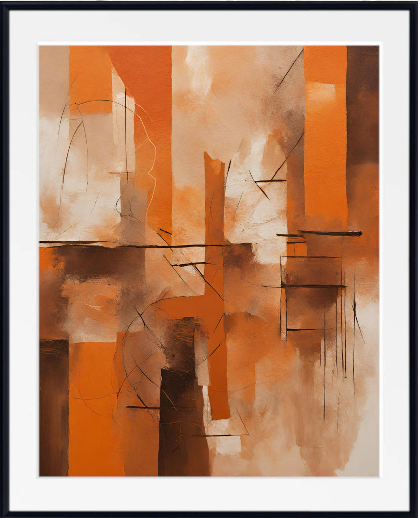 Extra Large Abstract Wall Art Prints, Set of 3 in Orange