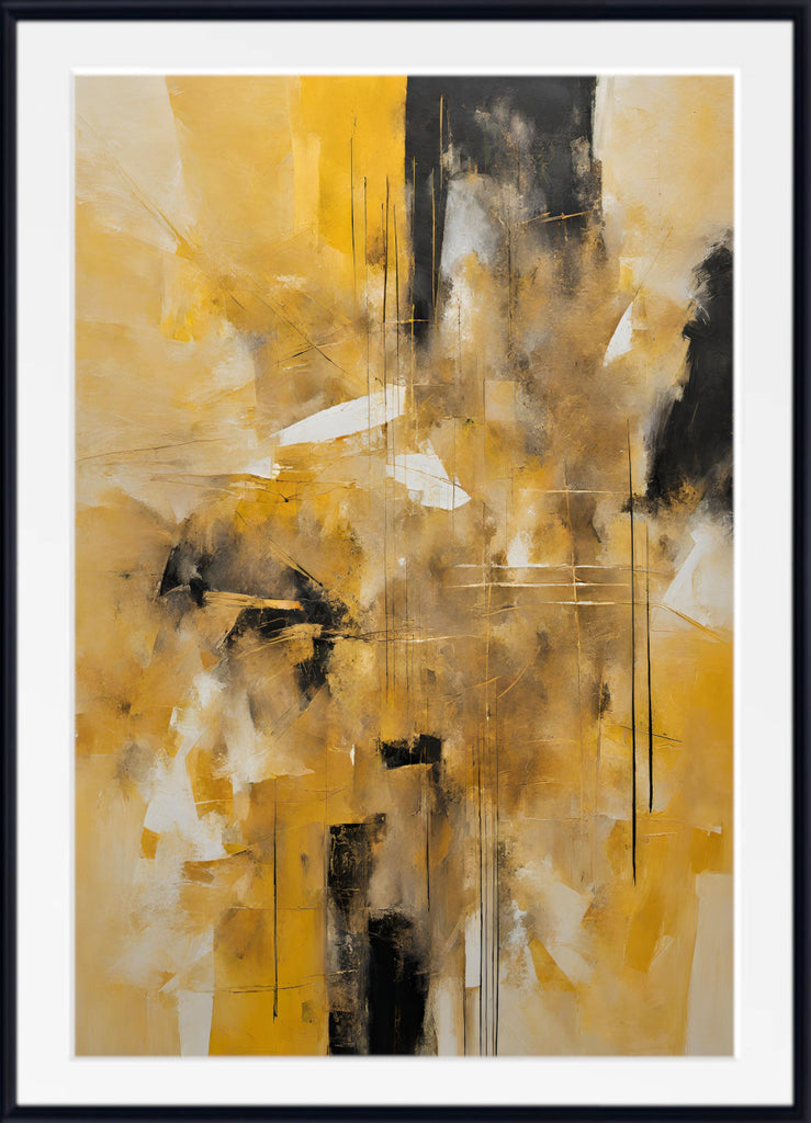 Extra Large Abstract Art, Set of 3 Golden Yellow Wall Art Prints