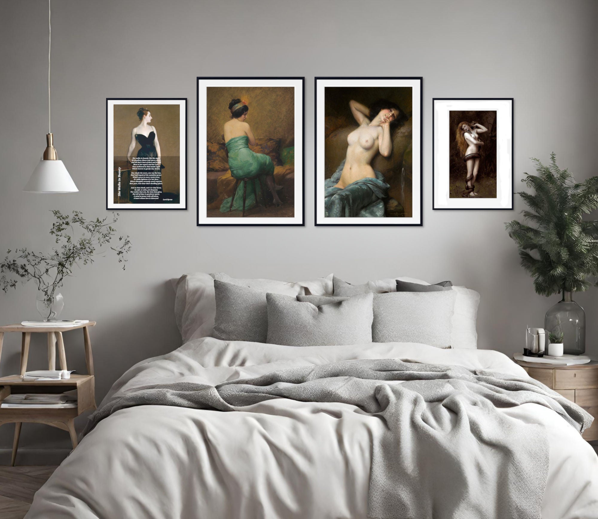 Bedroom Art Gallery Wall Set of 4 Framed Prints