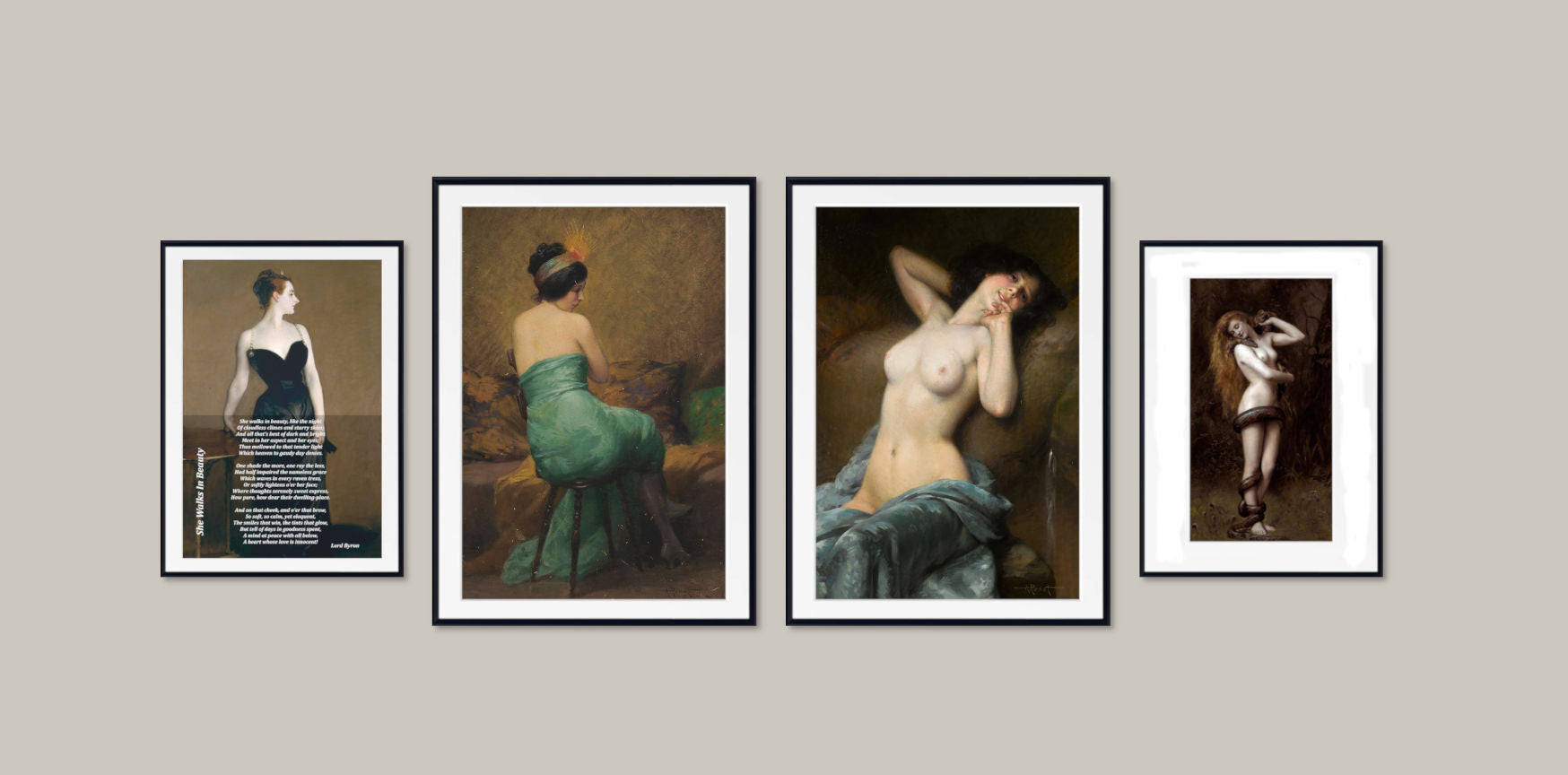 Bedroom Art Gallery Wall Set of 4 Framed Prints