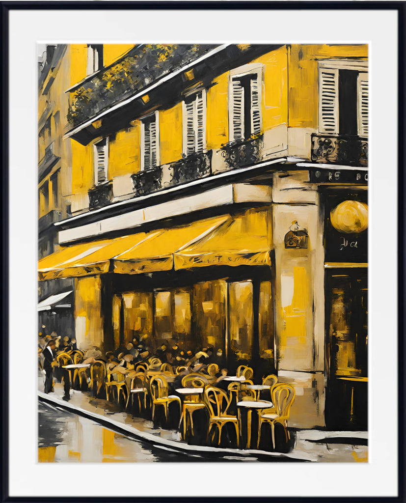 Pop Art Print - Paris Street Cafe, Montmartre in Gold
