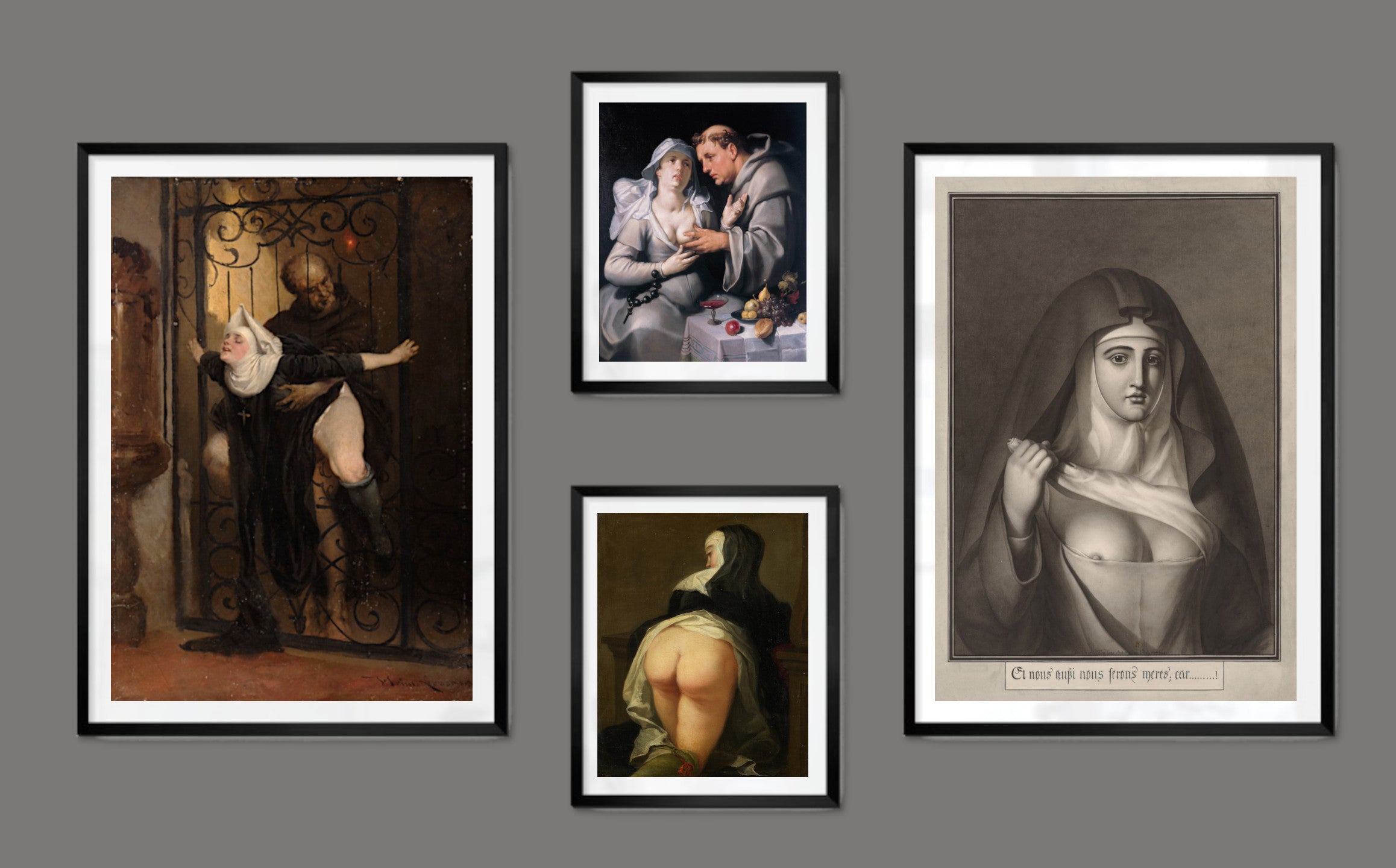 Bedroom Art Gallery Wall Set of 4 Nuns Framed Prints