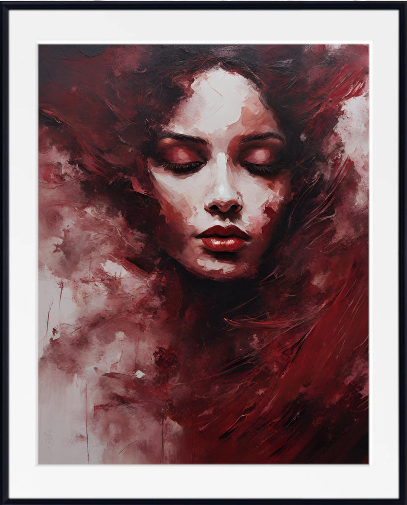 The Lady in Red, Set of 3 Extra Large Abstract Wall Art Prints
