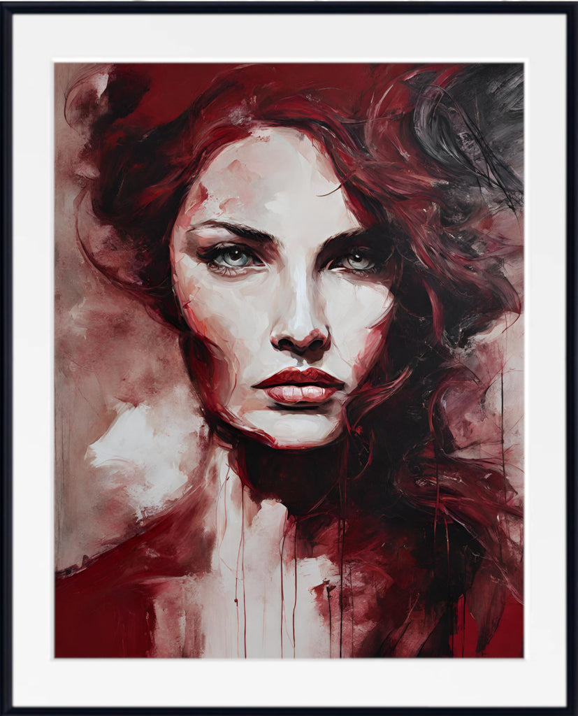 The Lady in Red, Set of 3 Extra Large Abstract Wall Art Prints