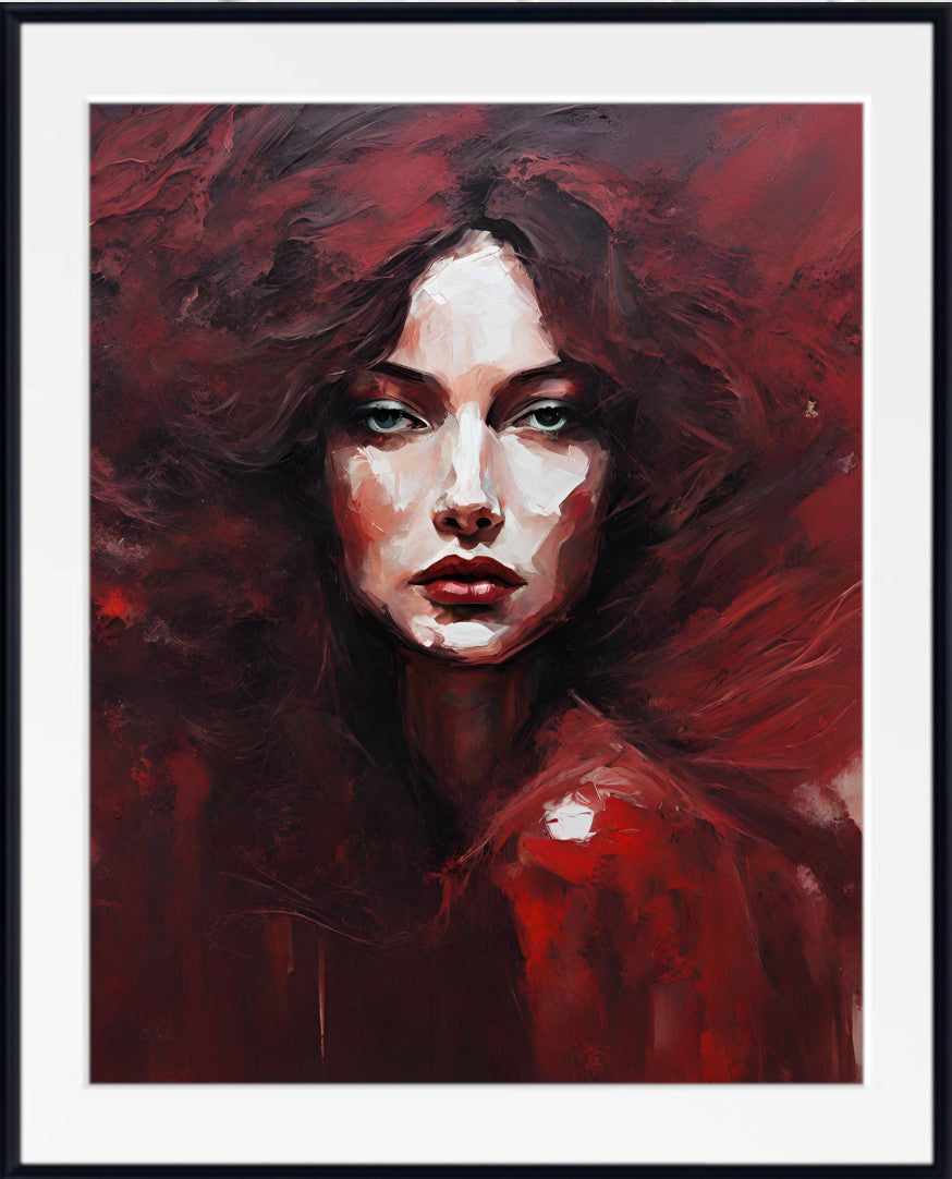 The Lady in Red, Set of 3 Extra Large Abstract Wall Art Prints