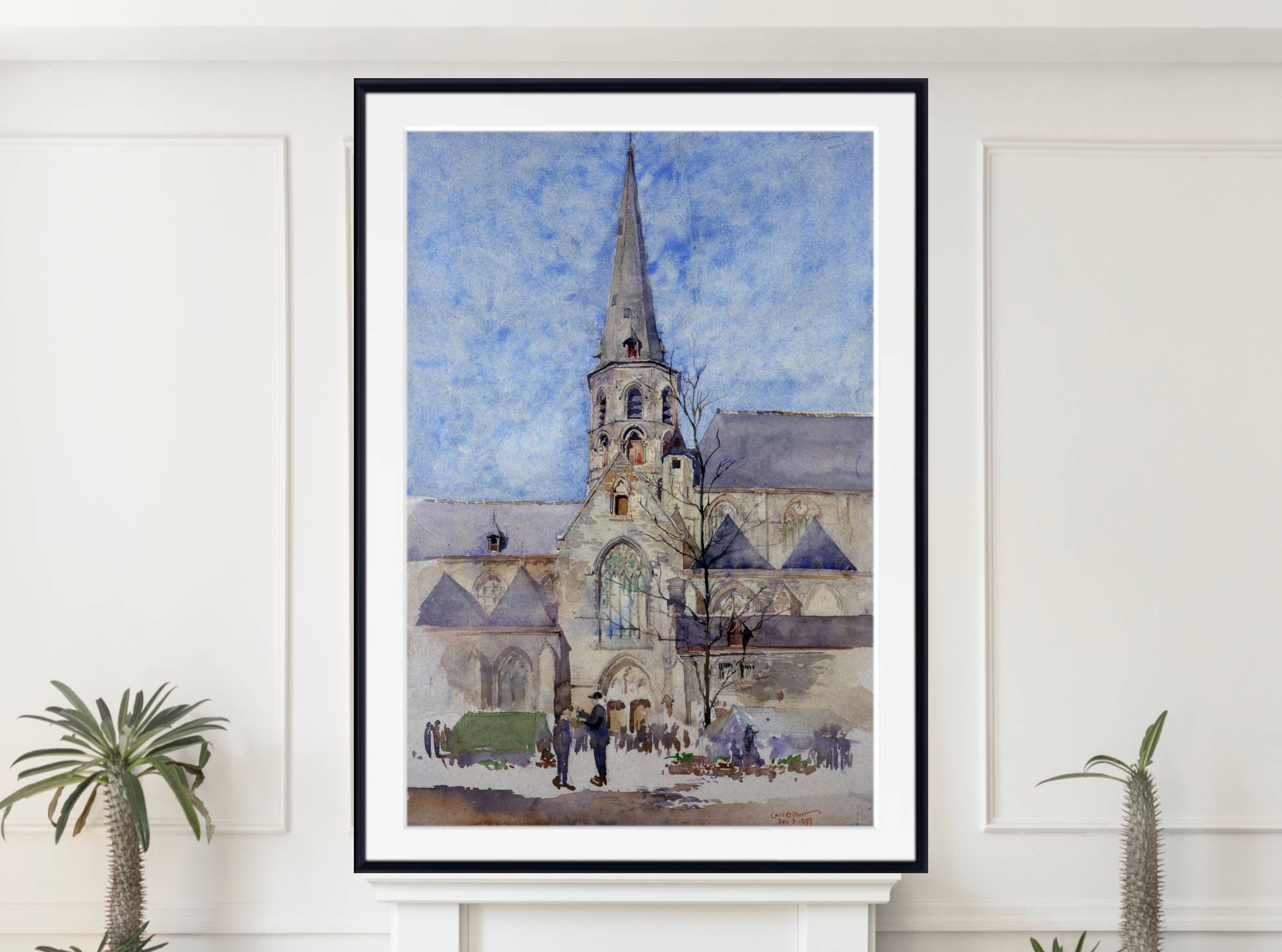 Cass Gilbert Print, A Market Day (Church of St. Jacques, Ghent, Belgium) (1897)