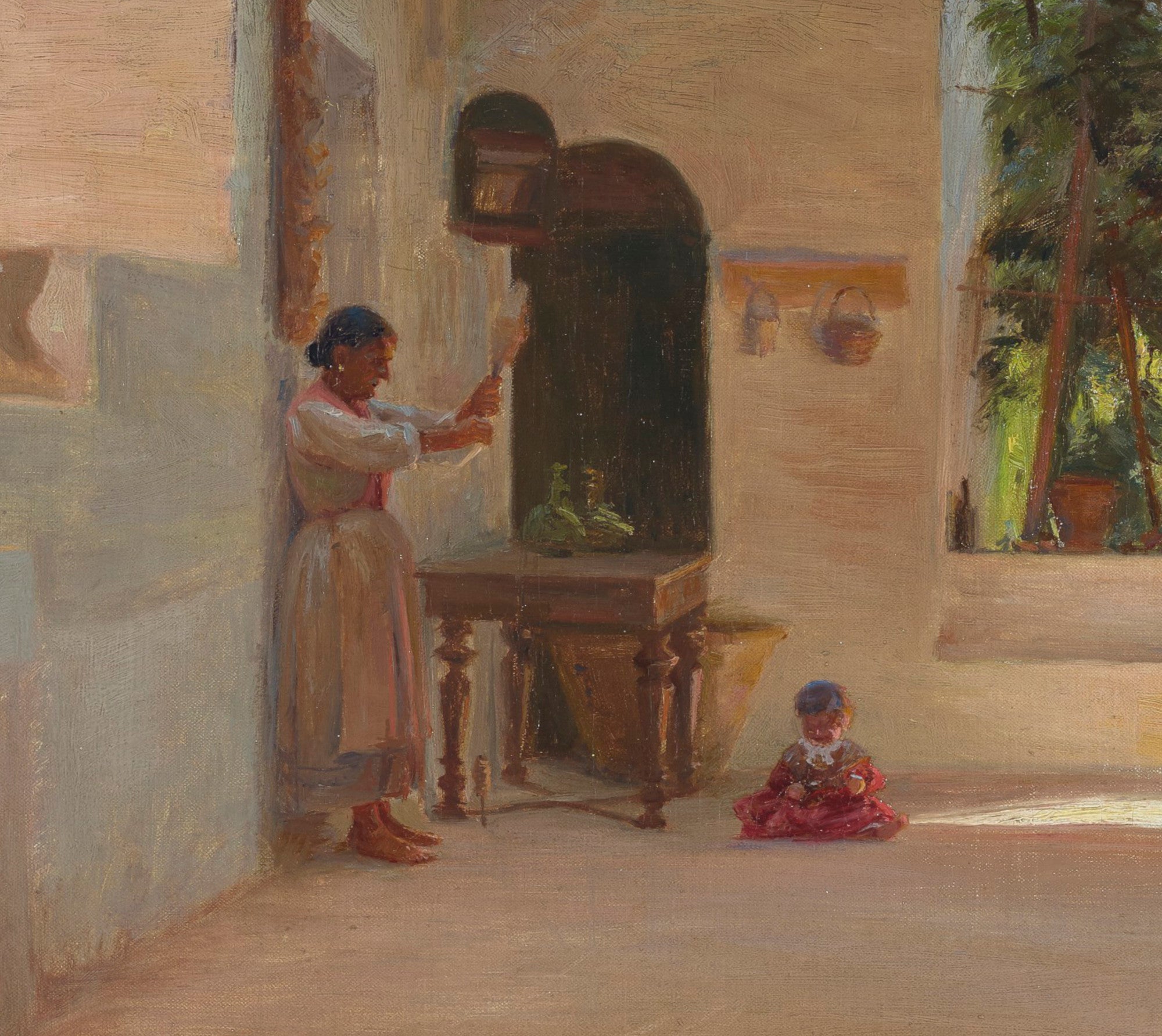 Peter Ilsted Fine Art Print, A Woman in a Sunlit Cloister