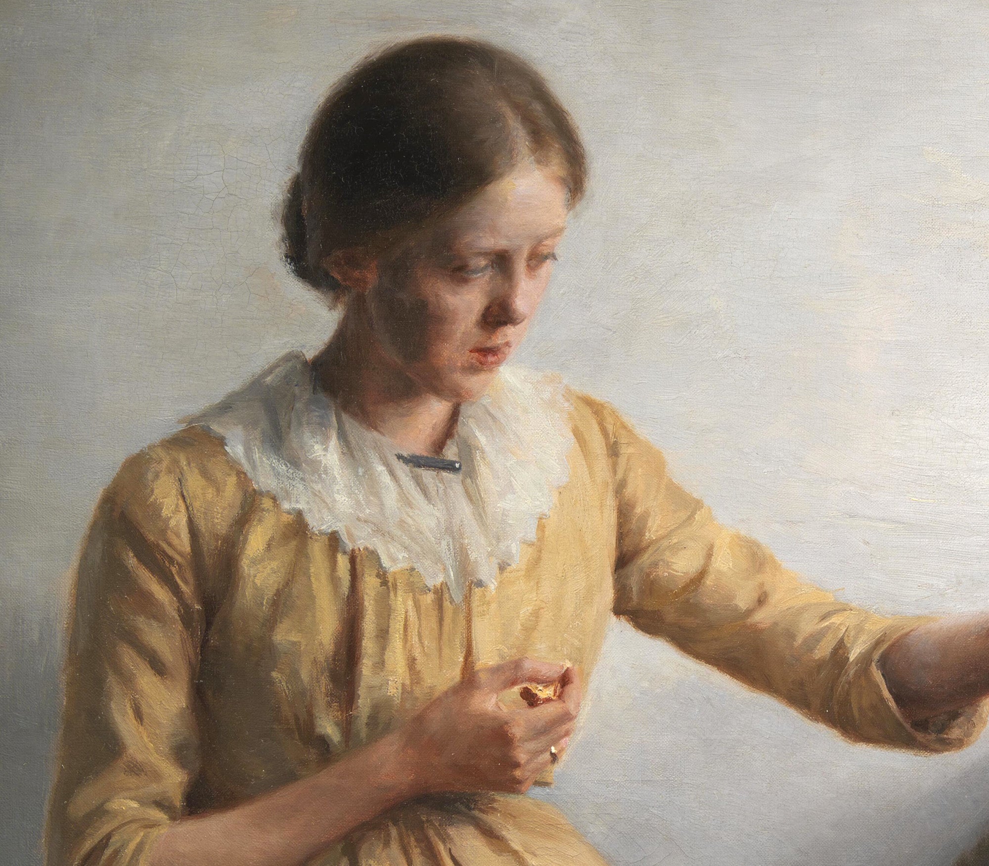 Peter Ilsted Fine Art Print, A Young Girl Preparing Chantarelles