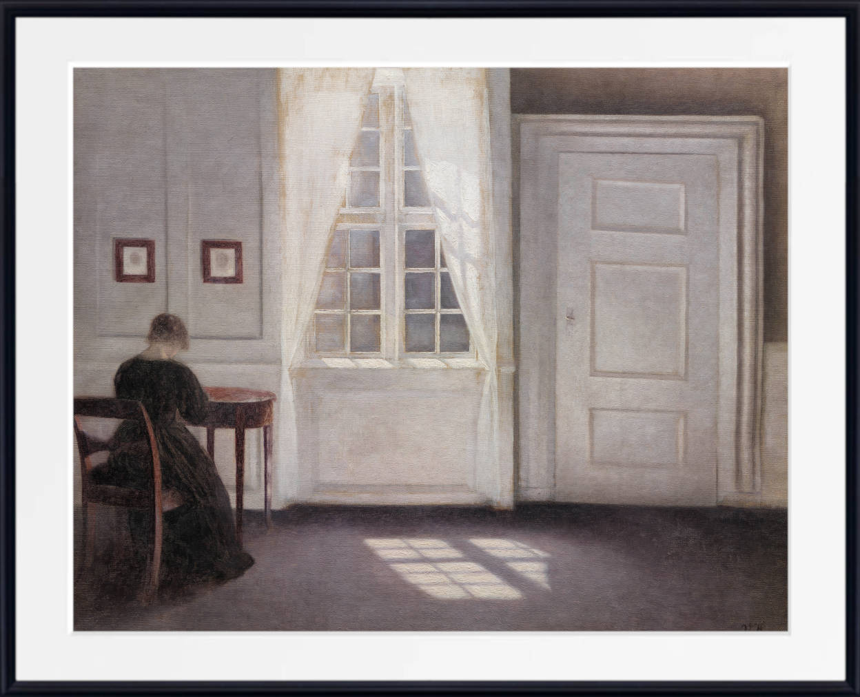 Wilhelm Hammershoi Fine Art Print, A Room in the Artist's Home in Strandgade, Copenhagen, with the Artist's Wife