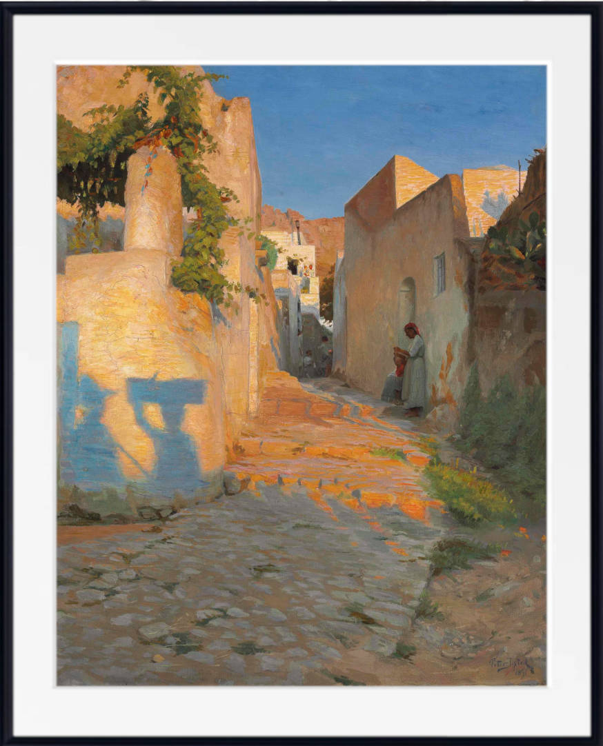 Peter Ilsted Fine Art Print, A Street Scene in Tunisia