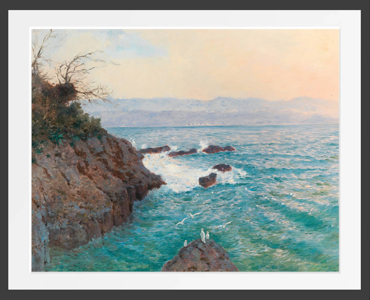 Alfred Zoff – A View Of The Nervi Coast Prints and Canvas Panels dark gray frame