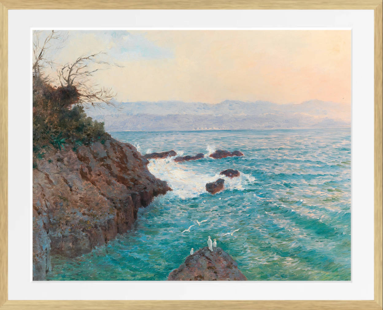 Alfred Zoff – A View Of The Nervi Coast Prints and Canvas Panels oak frame