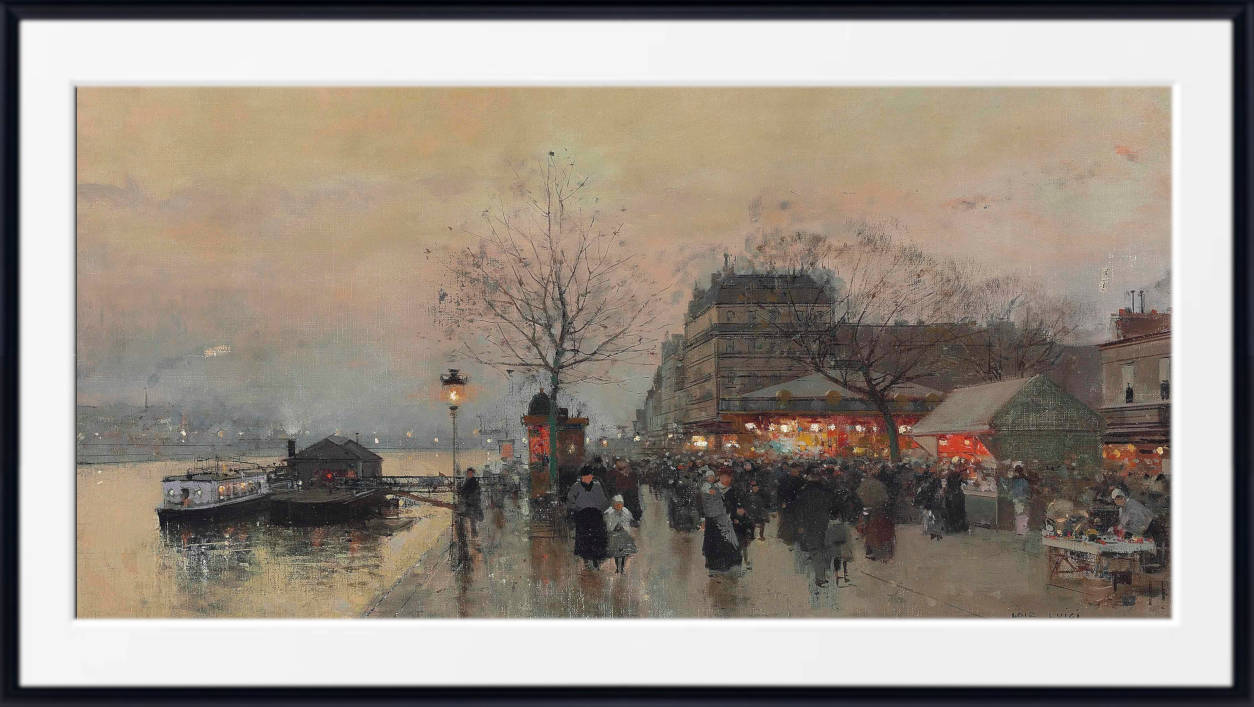 Luigi Loir Fine Art Print, A Paris street fair on the banks of the Seine