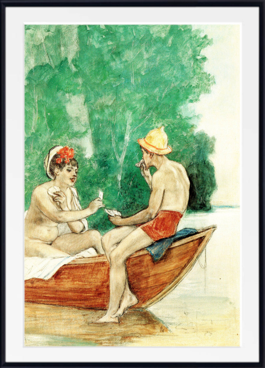Félicien Rops Illustration - Alone (couple playing cards)