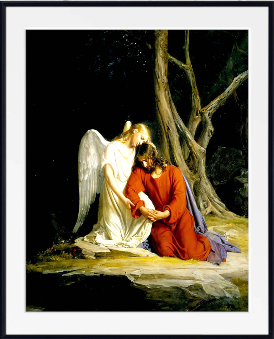 Carl Bloch Fine Art Print, An angel comforting Jesus before his arrest in the Garden of Gethsemane