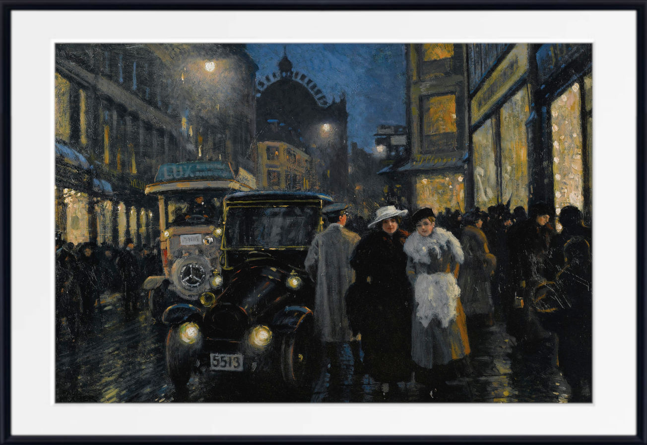 Paul Gustav Fischer Fine Art Print, An evening stroll on the boulevard, Copenhagen