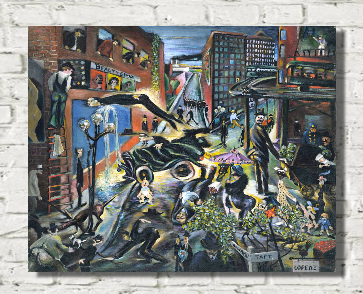 Howard Taft Lorenz Print, Automobile Accident (ca. 1936)