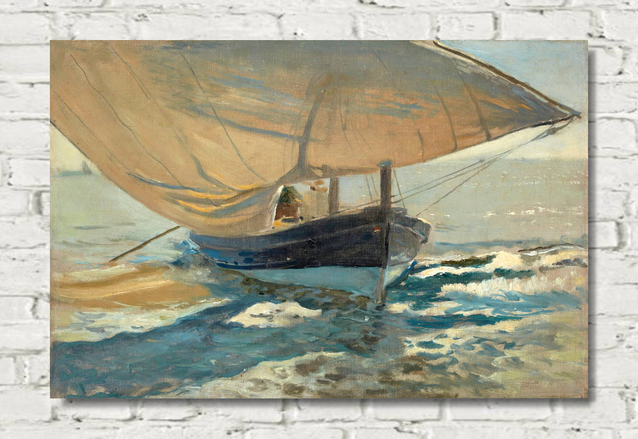 Joaquín Sorolla Print, Fishing Boats On The Beach, Valencia