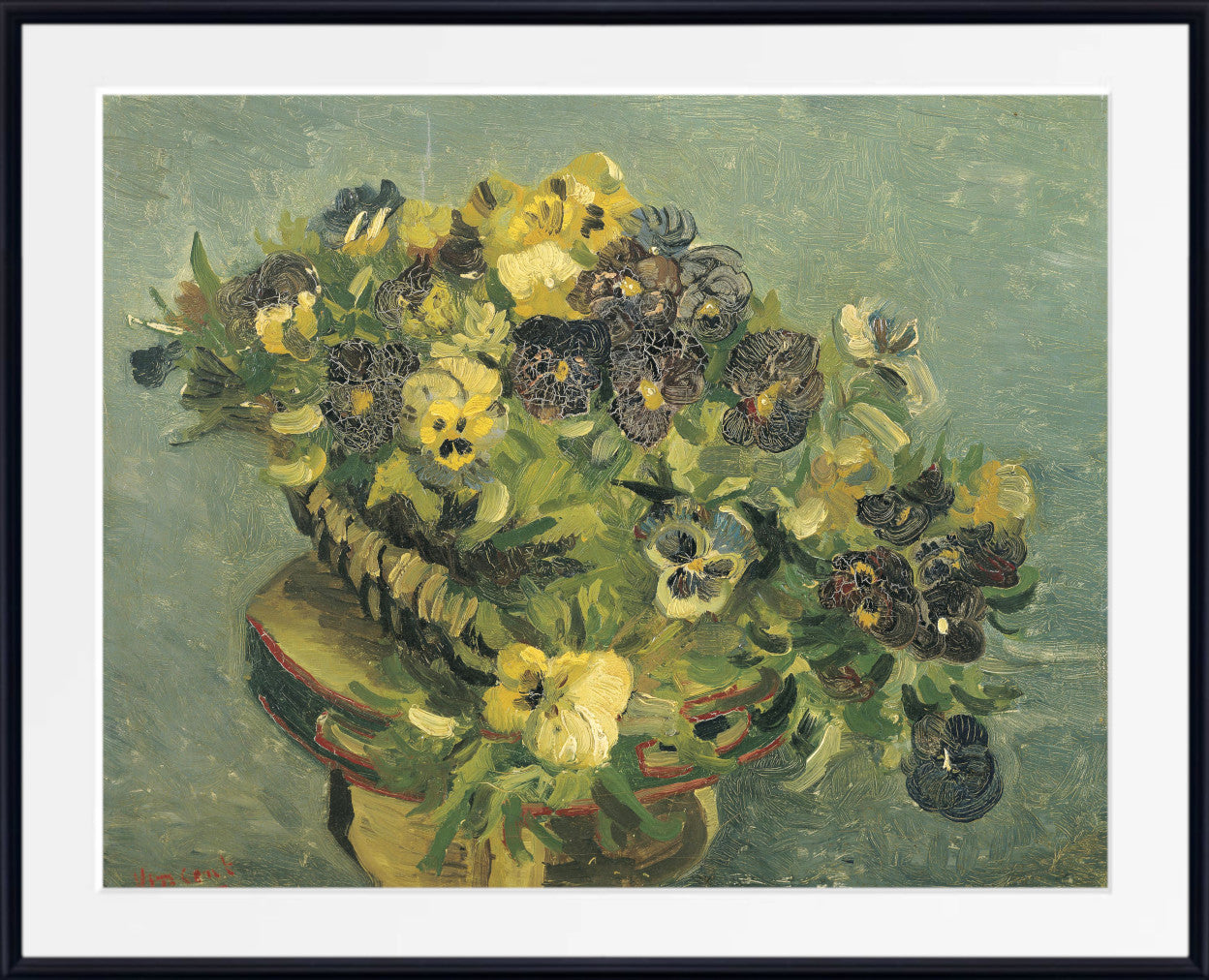 Basket of pansies on a small table (1887) by Vincent van Gogh