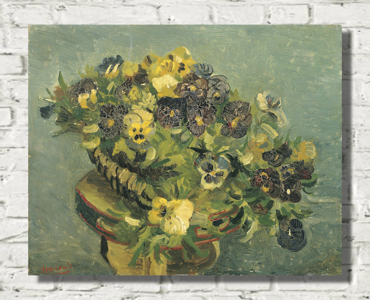 Basket of pansies on a small table (1887) by Vincent van Gogh