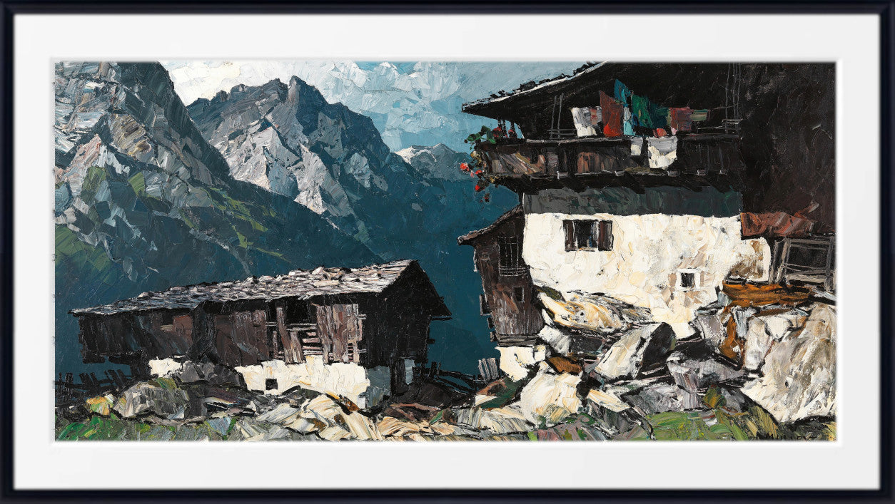 Bauernhof im Hochgebirge, Oskar Mulley Fine Art Print