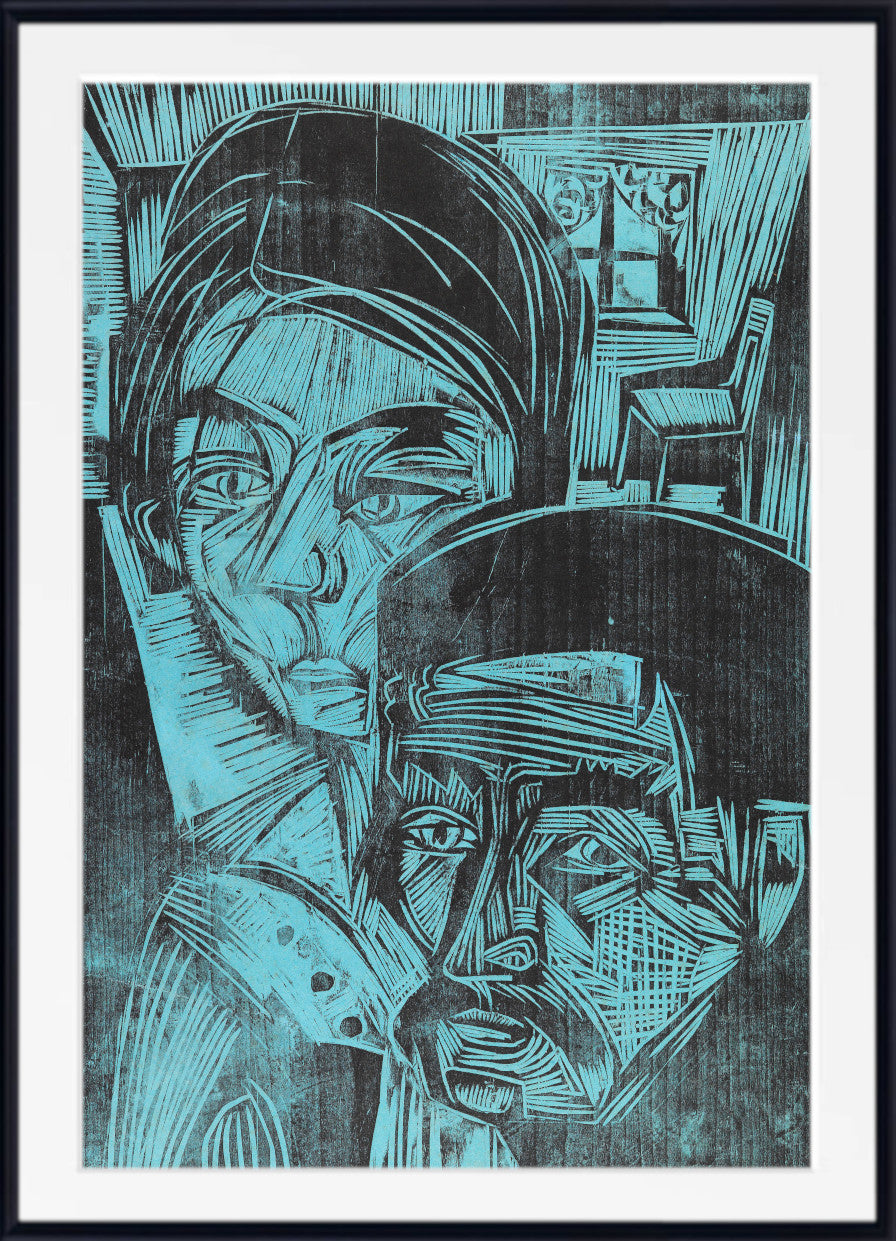 Peasant couple in the hut (Andres and Annamargret Müller) (1919) by Ernst Ludwig Kirchner