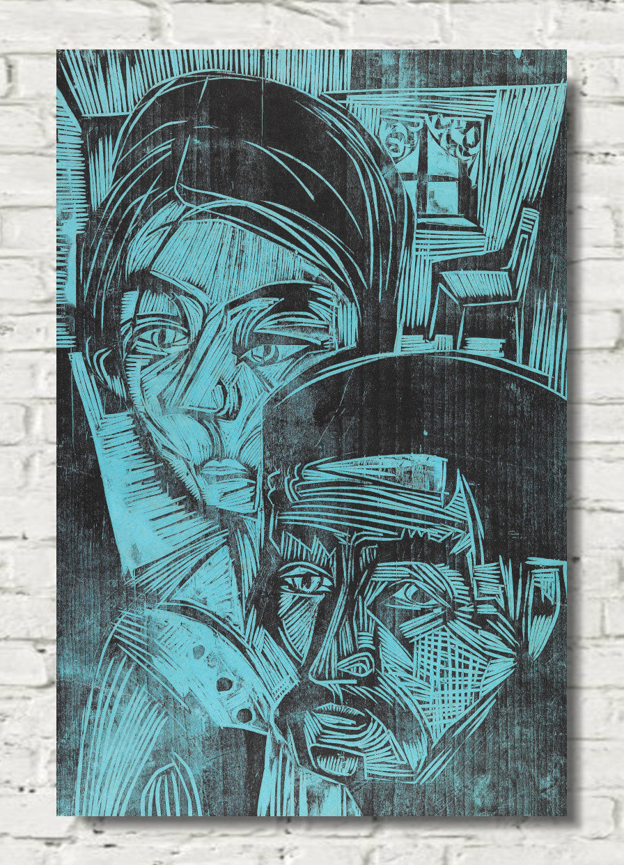 Peasant couple in the hut (Andres and Annamargret Müller) (1919) by Ernst Ludwig Kirchner