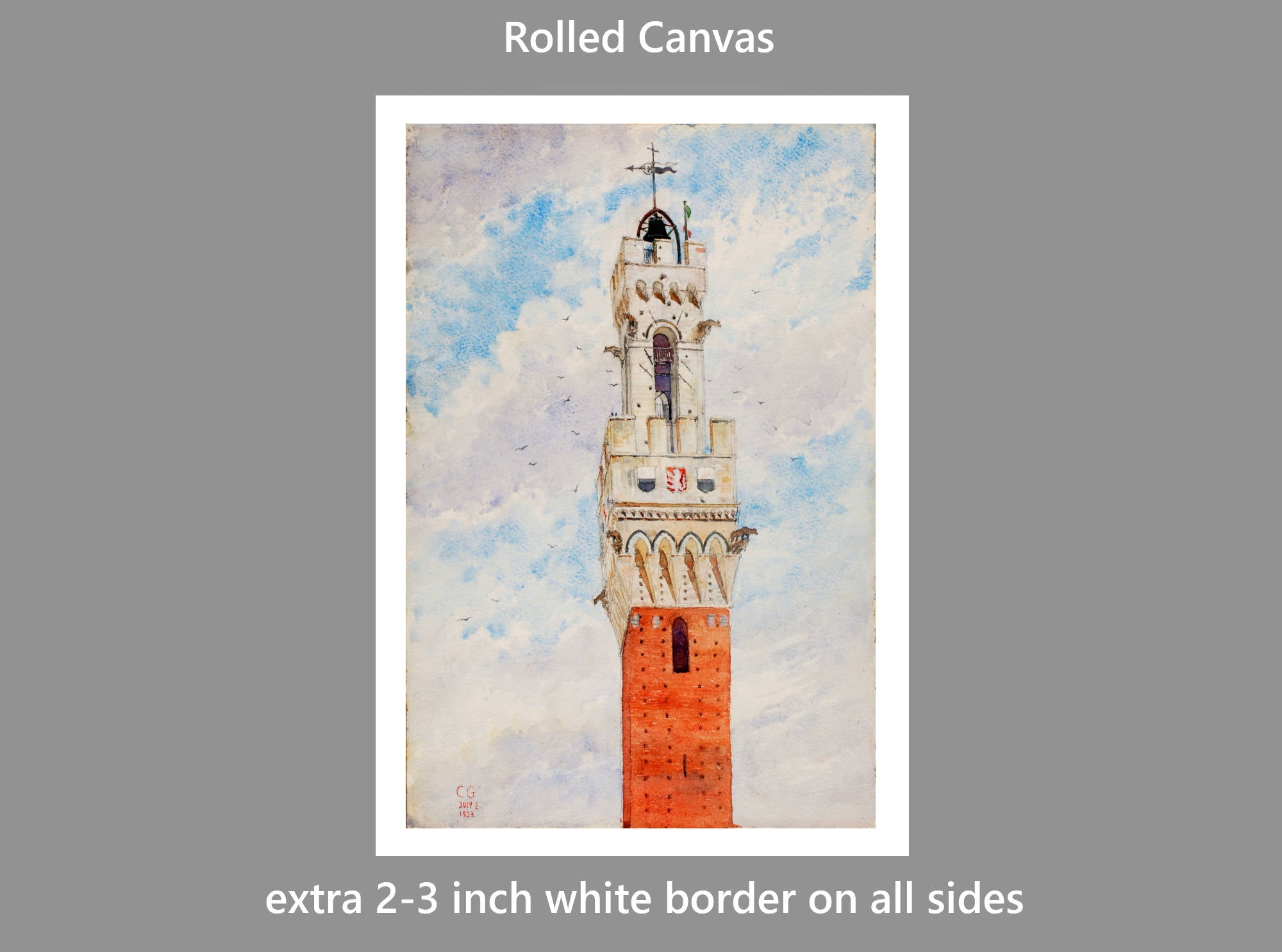 Cass Gilbert Print, Bell Tower, Italy (1933)