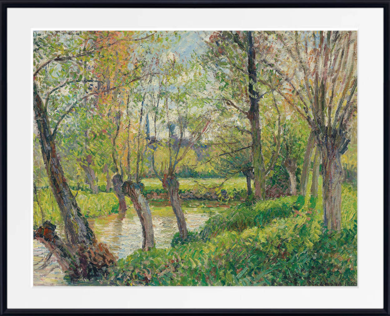Camille Pissarro Print, Banks of the Epte at Eragny, Setting Sun