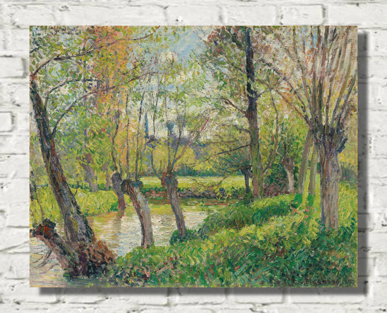 Camille Pissarro Print, Banks of the Epte at Eragny, Setting Sun