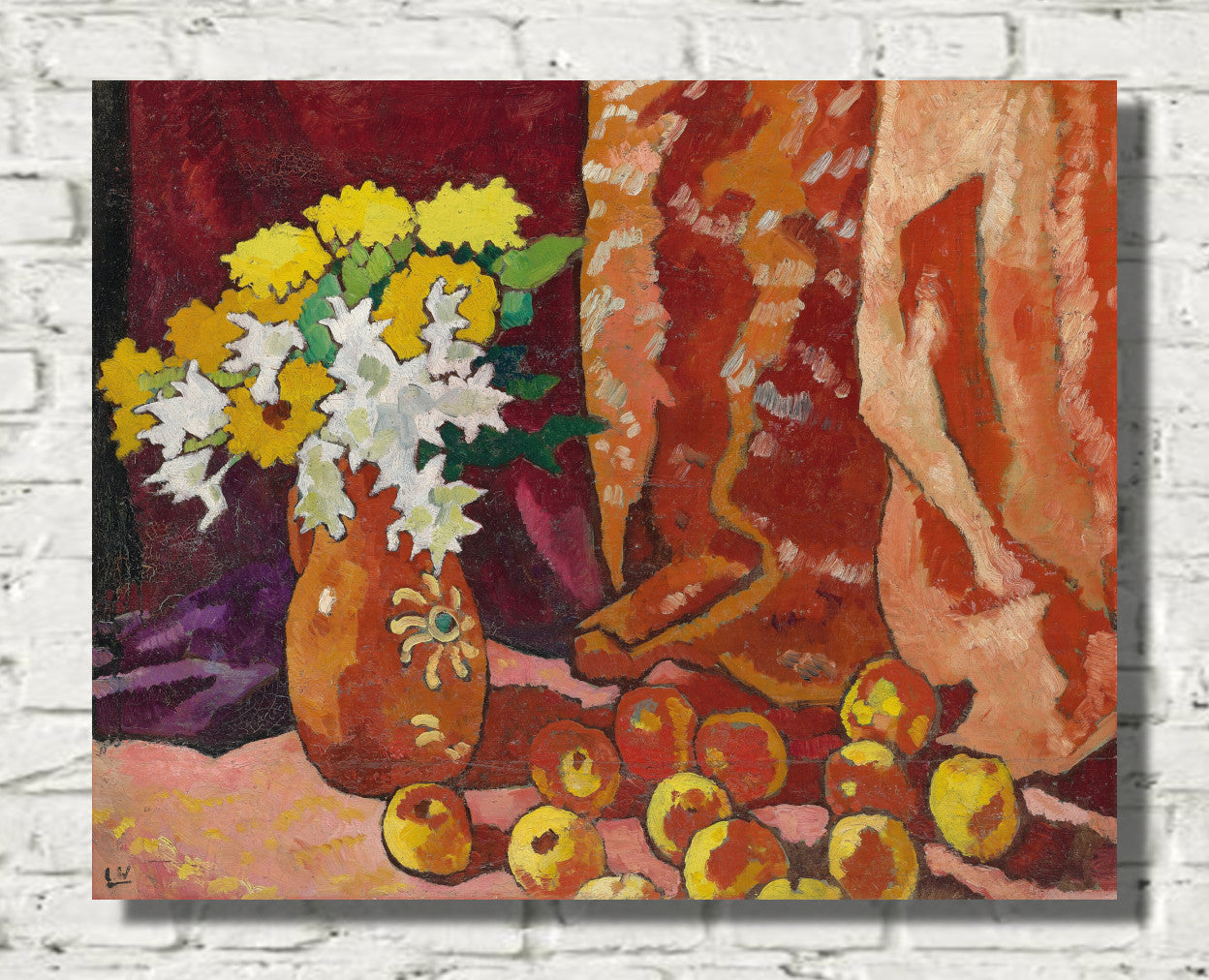 Bouquet with brown jug and apples (1944) by Louis Valtat