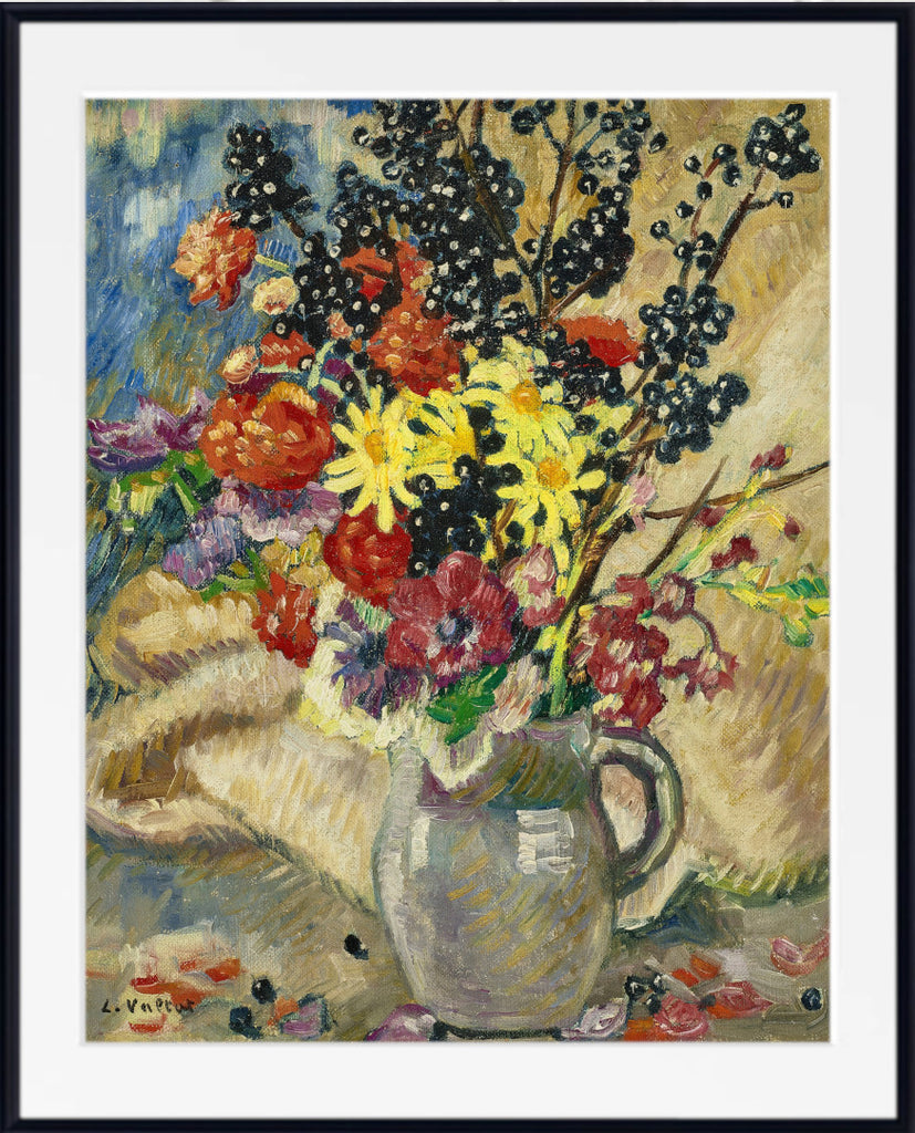 Bouquet with blackcurrant branches in brown pitcher (1921) by Louis Valtat
