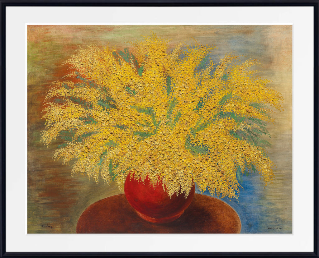 Bouquet of mimosas in a red pot (1941) by Moise Kisling