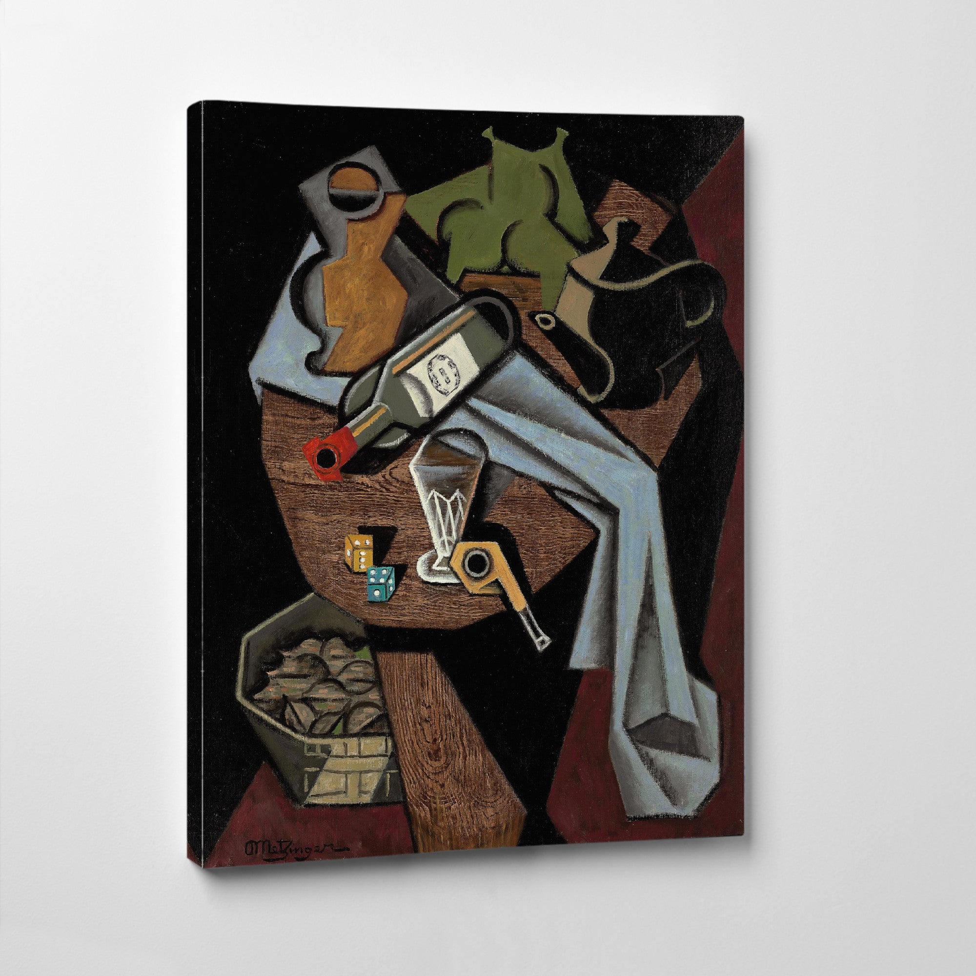 Jean, Metzinger, Bouteille renversée, dés et panier de noix