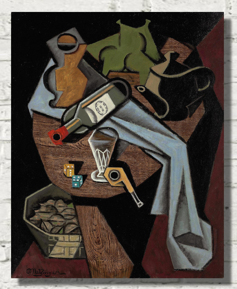 Jean, Metzinger, Bouteille renversée, dés et panier de noix
