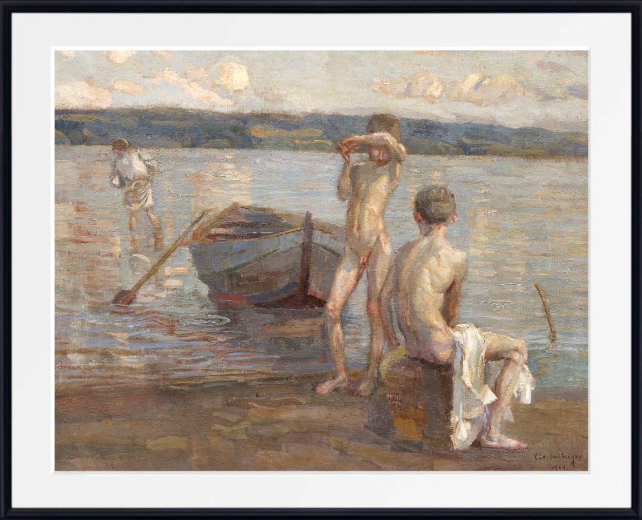 Boys bathing on the lakeshore (1909) by Christian Landenberger