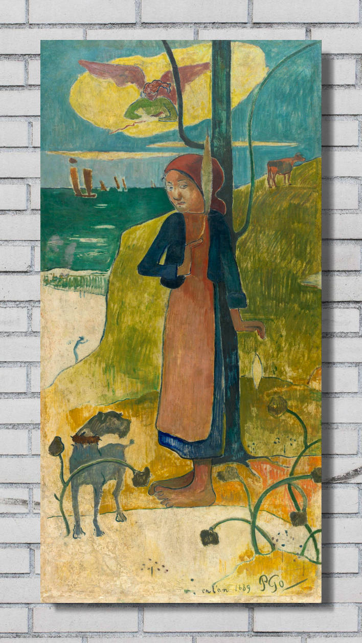 Paul Gauguin Print : Breton girl spinning