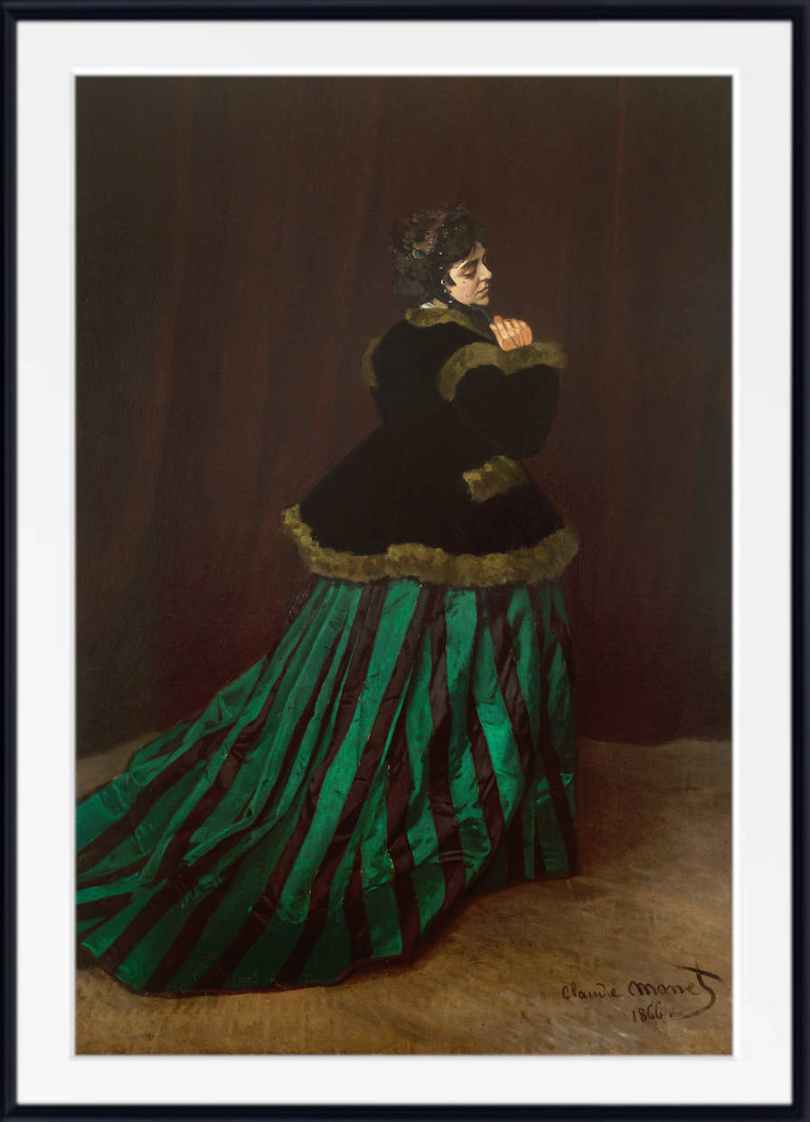 Claude Monet Fine Art Print, Camille in Green Dress