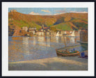 Henri Martin Print, Five fishermen and their boat stranded on the beach at Collioure (circa 1930)