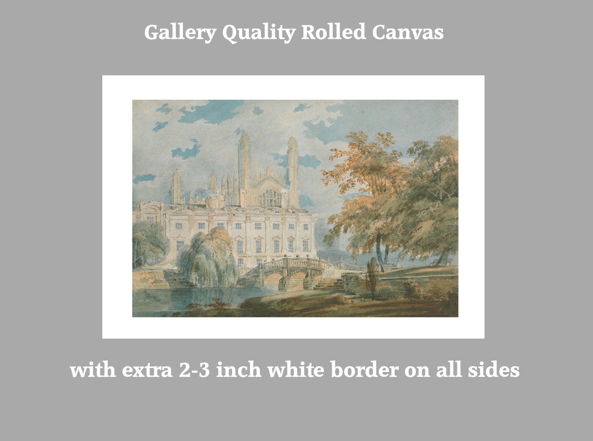 "Clare Hall and King’s College Chapel, Cambridge, from the Banks of the River Cam" (1793) by William Turner