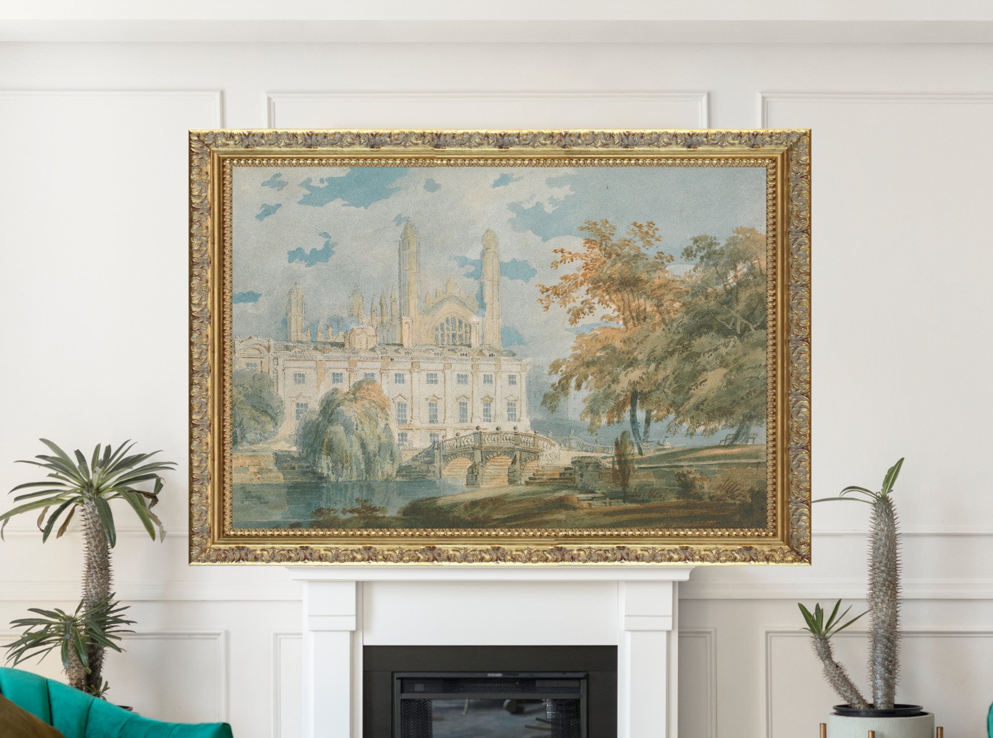 "Clare Hall and King’s College Chapel, Cambridge, from the Banks of the River Cam" (1793) by William Turner