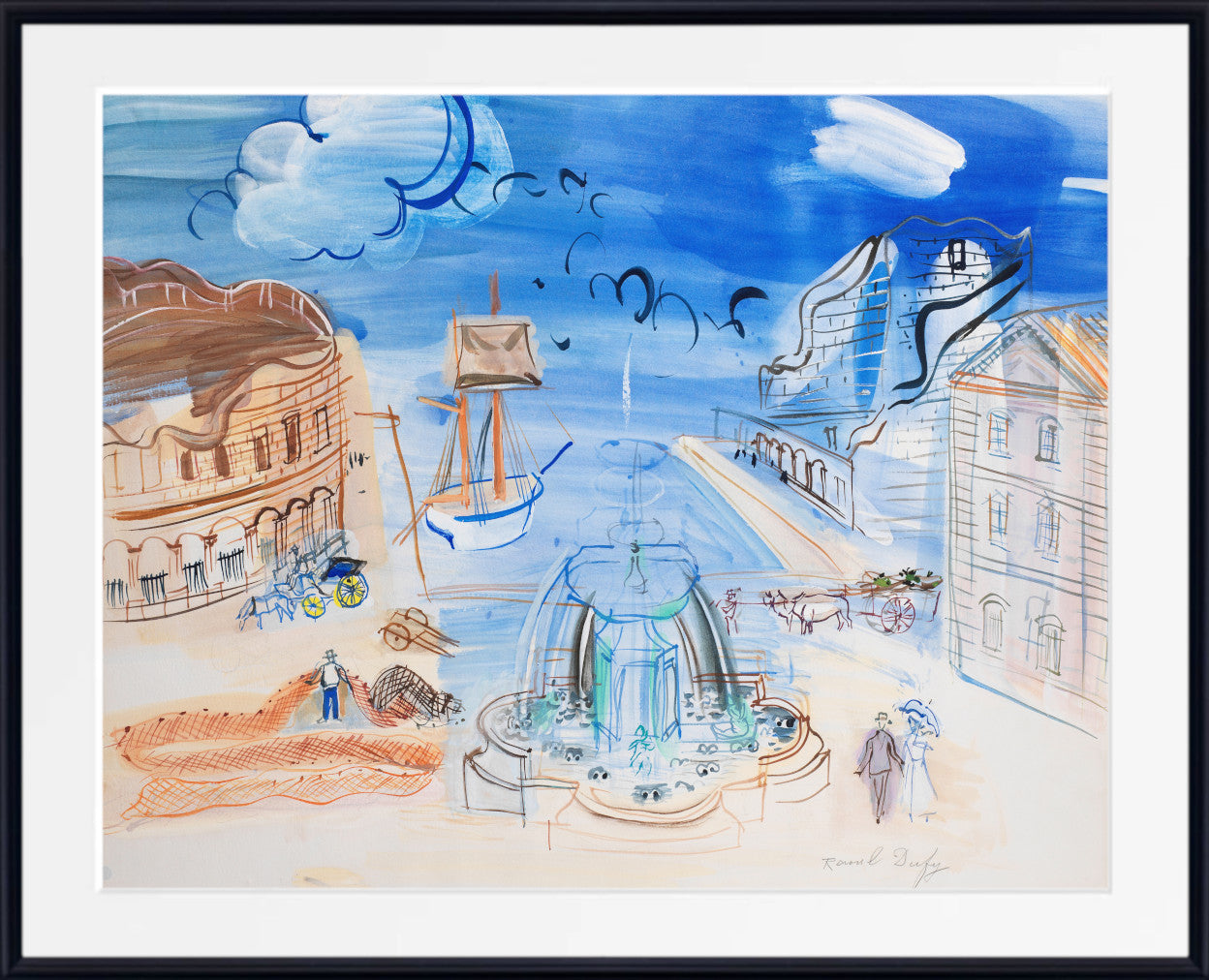 Composition at the port and the fountain (circa 1950) by Raoul Dufy