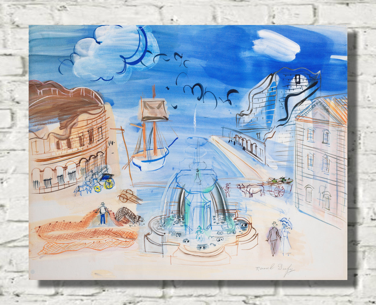 Composition at the port and the fountain (circa 1950) by Raoul Dufy