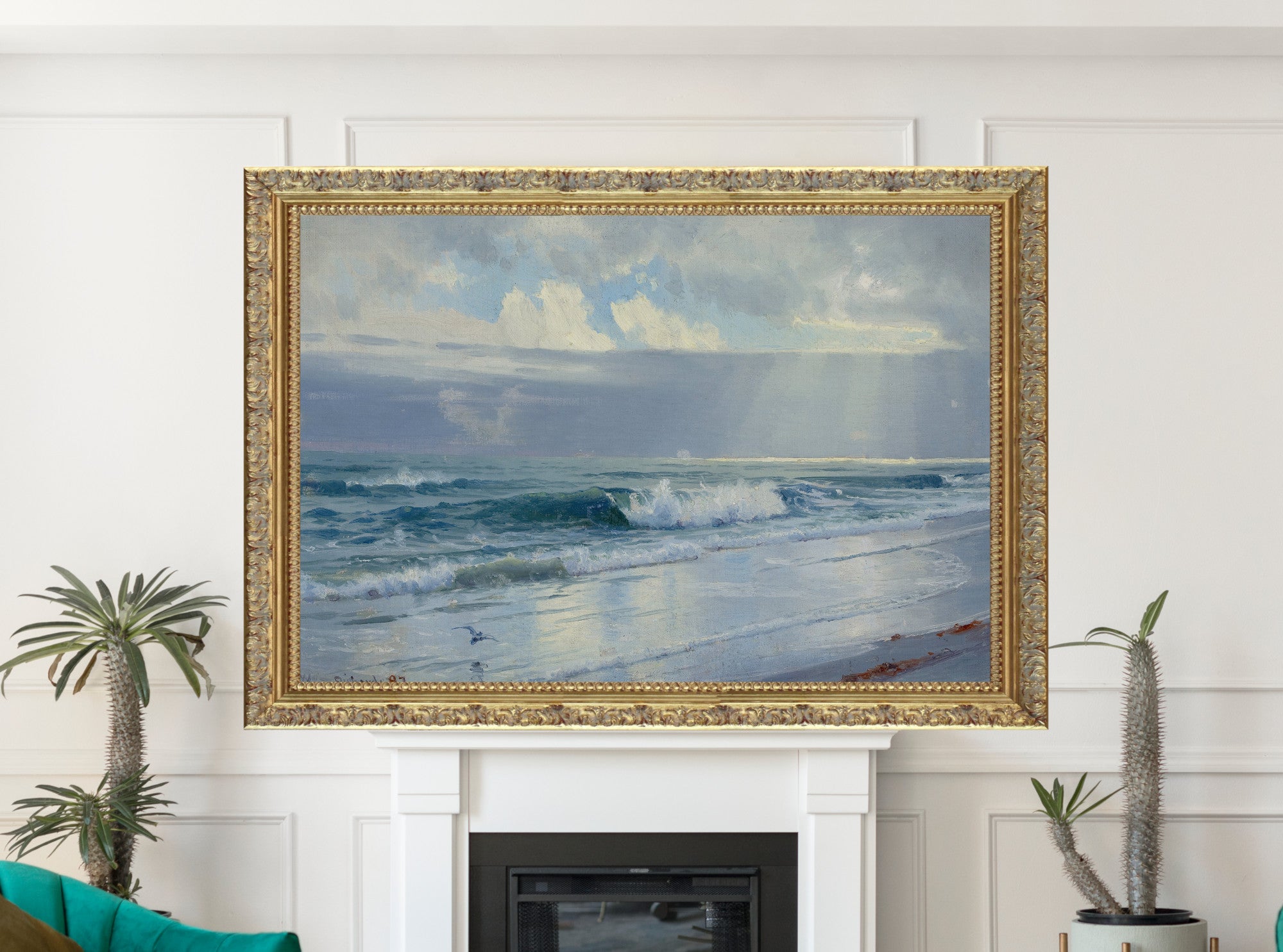 William Trost Richards, Crashing Waves Along the Seashore (Off the Coast, Rhode Island) (1897)