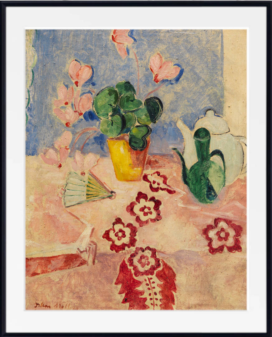 Cyclamen still life with two pitchers, Oskar Moll